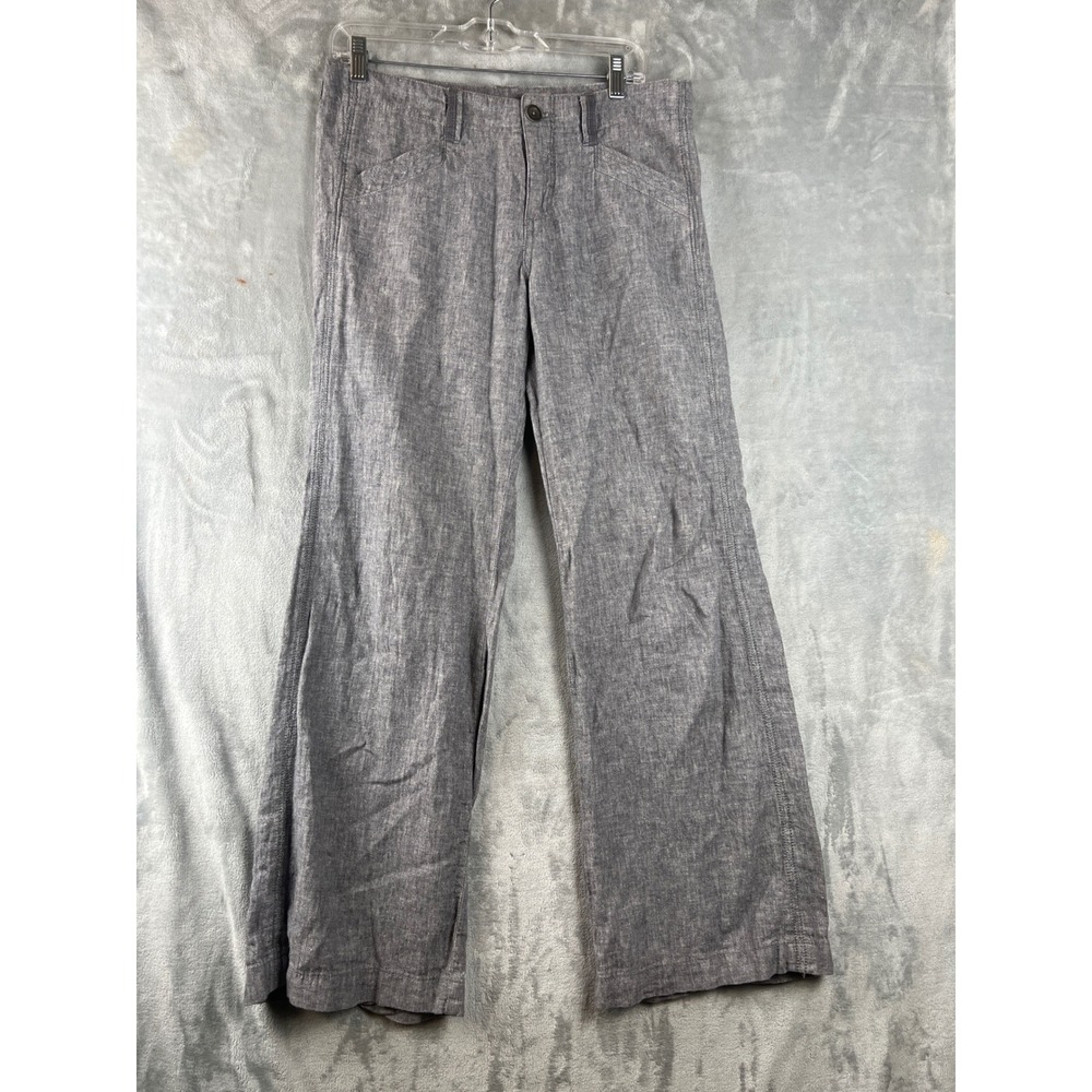 Pilcro and the Letterpress Linen Blend Wide Leg‎ Pants Size 6 Grey Herringbone - Picture 2 of 9